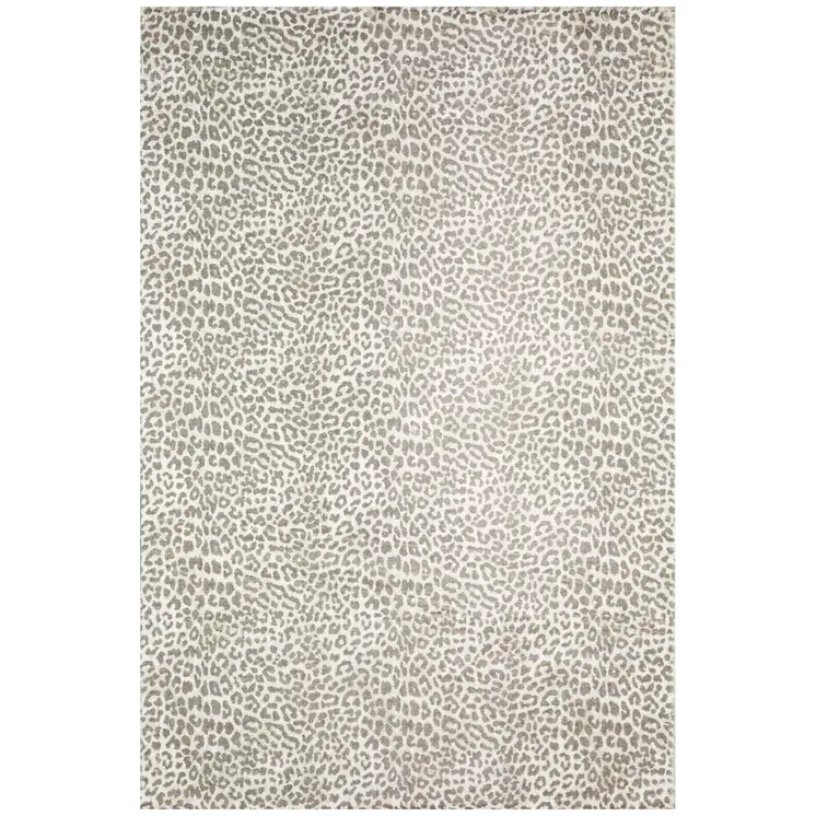 8' X 10' Beige and Cream Leopard  Print Shag Handmade Non Skid Area Rug