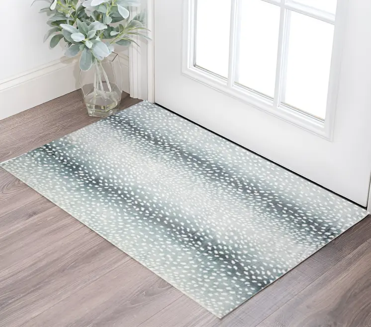 3' X 5' Grey Gazelle Print Shag Handmade Non Skid Area Rug