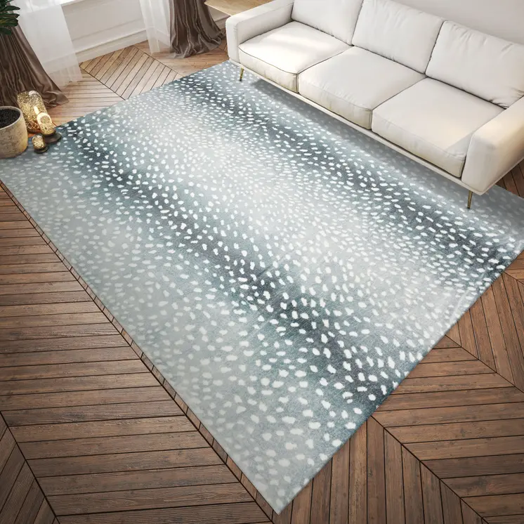5' X 8' Grey Gazelle Print Shag Handmade Non Skid Area Rug