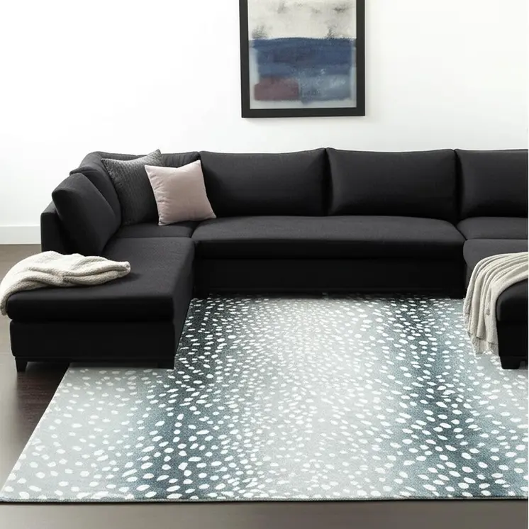8' X 10' Grey Gazelle Print Shag Handmade Non Skid Area Rug