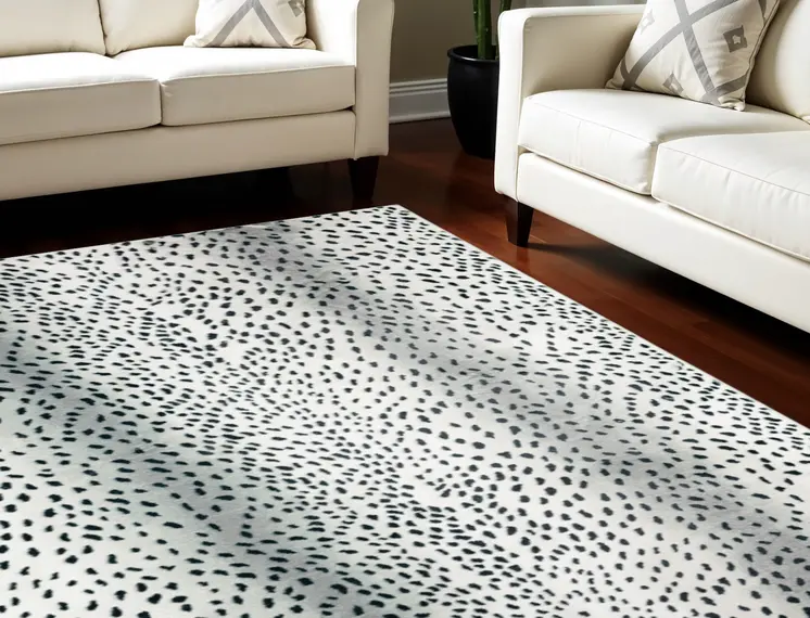 8' X 10' Black Gazelle Print Shag Handmade Non Skid Area Rug