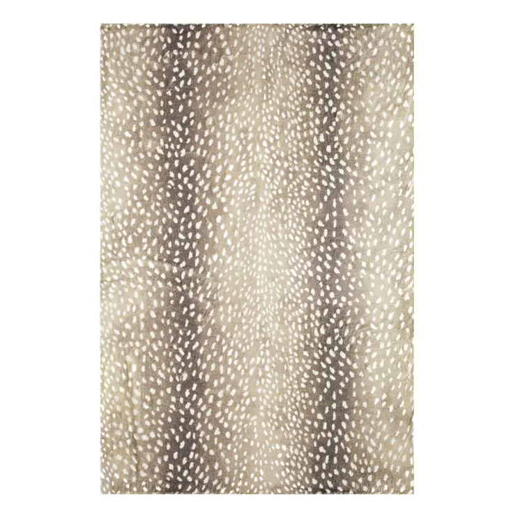 5' X 8' Beige Gazelle Print Shag Handmade Non Skid Area Rug
