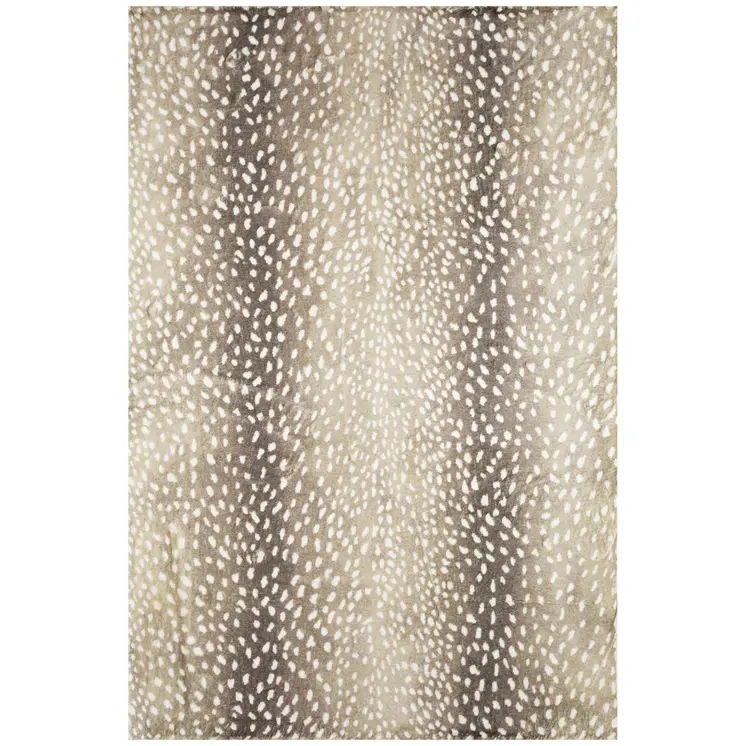 8' X 10' Beige Gazelle Print Shag Handmade Non Skid Area Rug