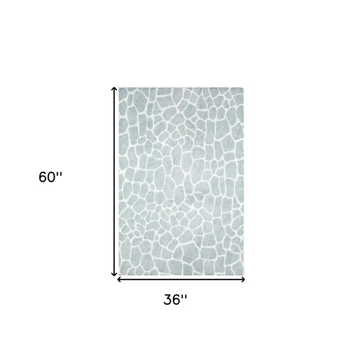 3' X 5' Gray and Ivory Animal Print Handmade Non Skid Area Rug