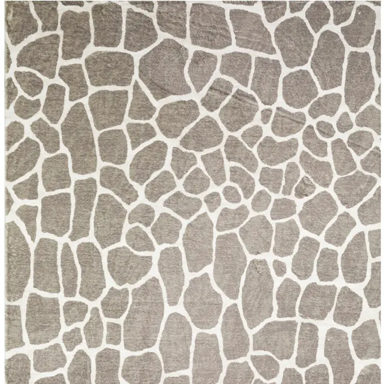 8' X 10' Beige Giraffe Print Shag Handmade Non Skid Area Rug