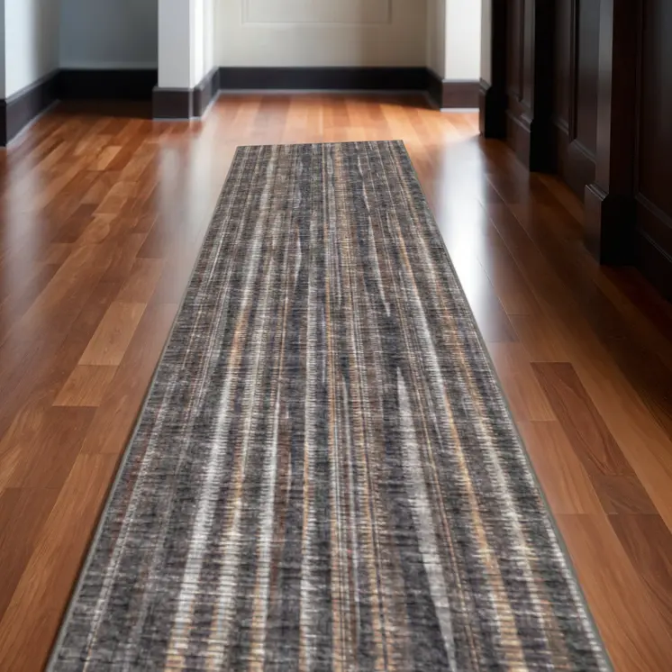 3' X 10' Brown Ombre Tufted Runner Rug
