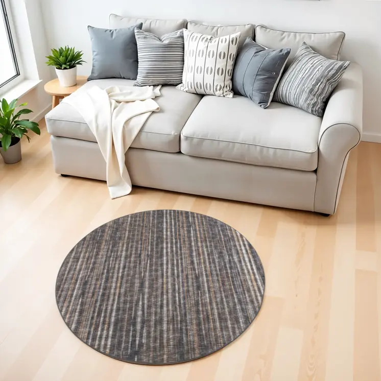 4' Brown Round Ombre Tufted Handmade Area Rug