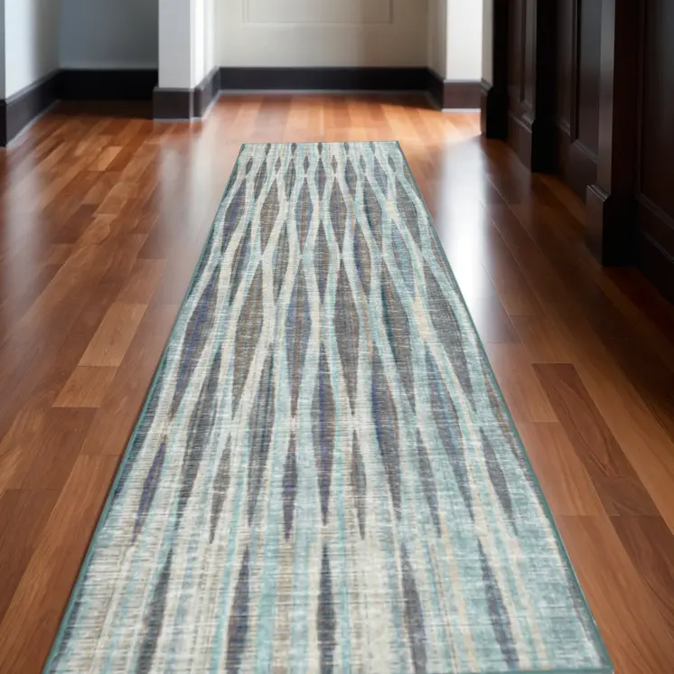 3' X 10' Blue Ombre Tufted Runner Rug