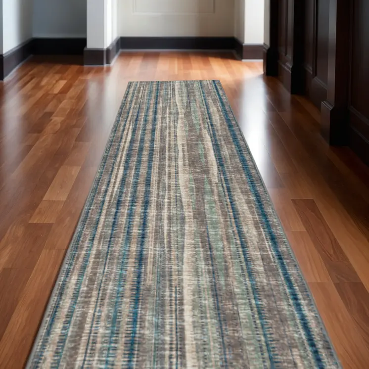 3' X 10' Brown Ombre Tufted Runner Rug