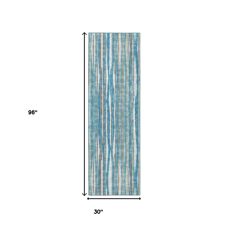 3' X 8' Blue Ombre Tufted Handmade Runner Rug