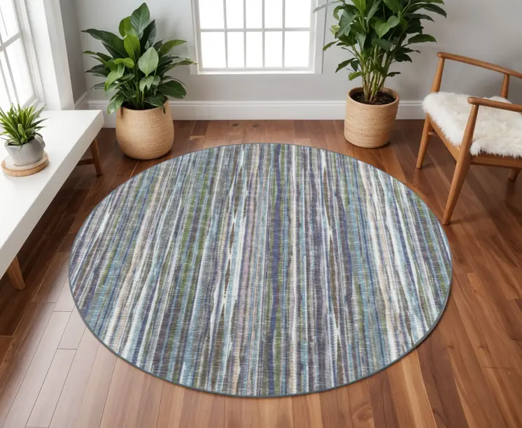 8' X 8' Purple Round Ombre Tufted Handmade Area Rug