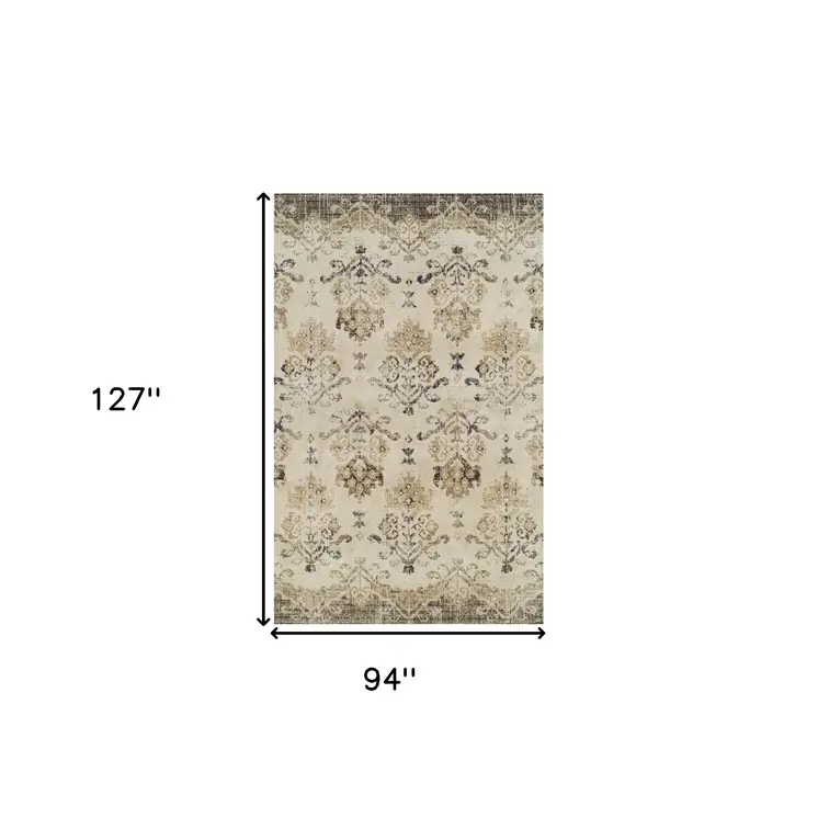 8' X 11' Beige and Brown Oriental Area Rug