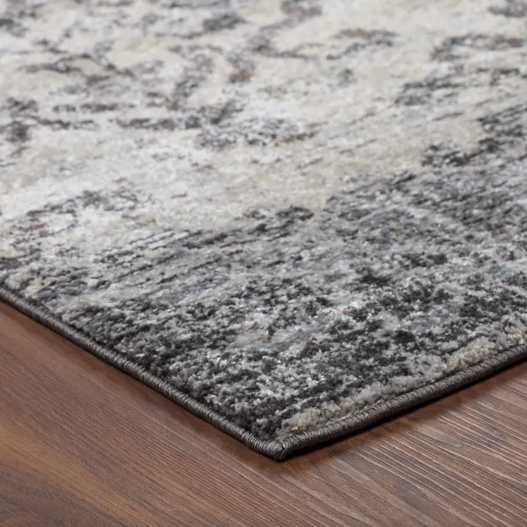 3' X 5' Gray and Ivory Oriental Area Rug