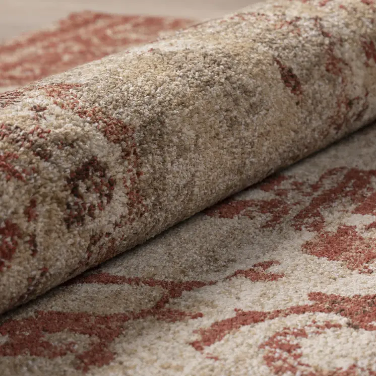 5' X 8' Red and Beige Oriental Area Rug