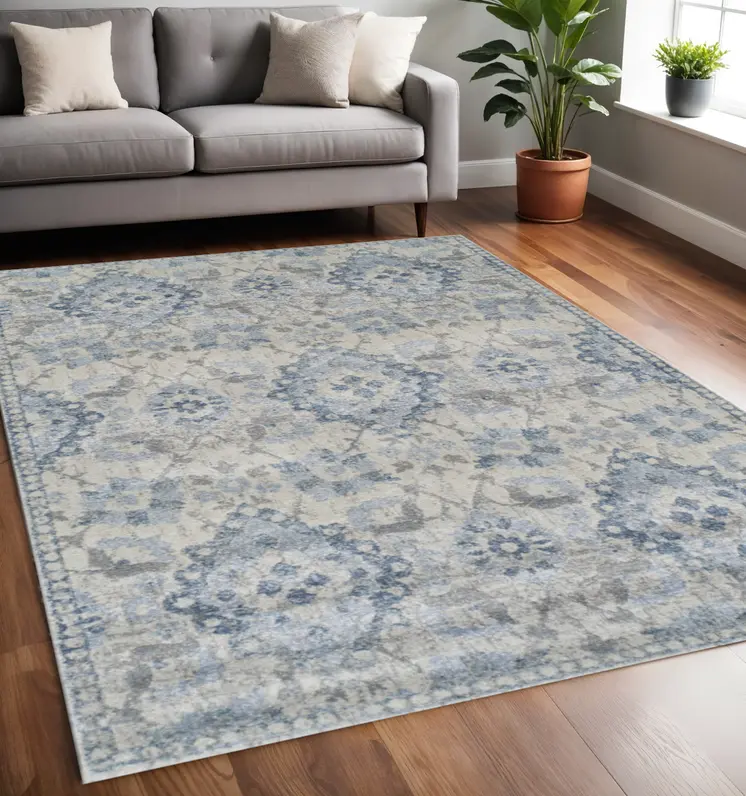 5' X 8' Blue Oriental Area Rug