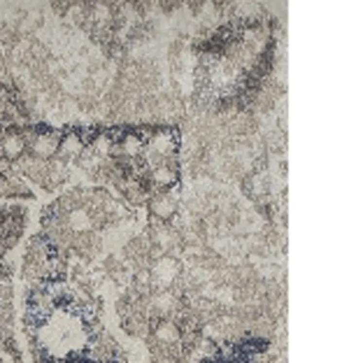 5' X 8' Ivory Oriental Distressed Area Rug