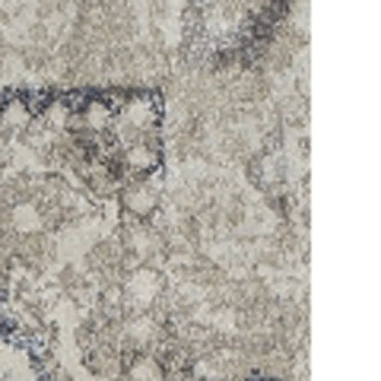 5' X 8' Ivory Oriental Distressed Area Rug