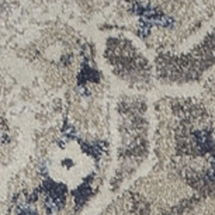 5' X 8' Ivory Oriental Distressed Area Rug
