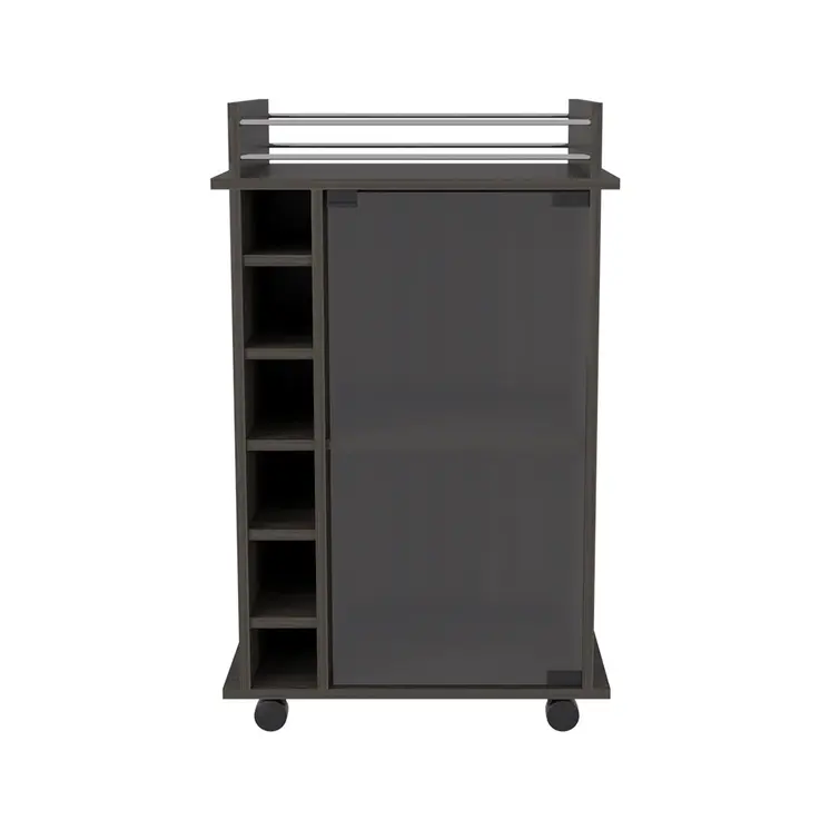 22" Brown and Black Open shelving Bar Cart and Coffee Table