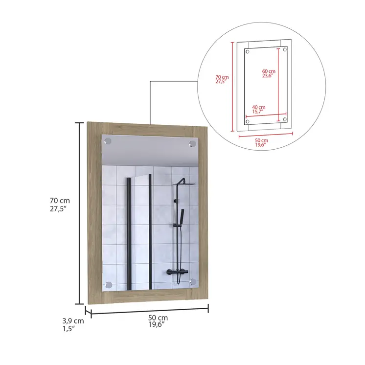 28" Wood Framed Bathroom Vanity Mirror