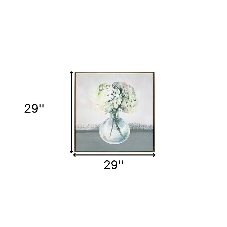 Hydrangea in Vase Gold Floater Frame p-Oxybis(benzenesulfonyl hydrazide) Wall Art