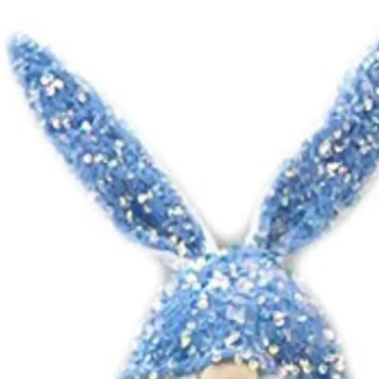 20" Blue and White Fabric Rabbit Easter Standing Gnome Tabletop Sculpture