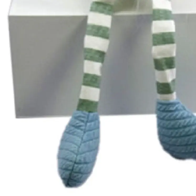 32" Blue and White Fabric Christmas Sitting Gnome Tabletop Sculpture