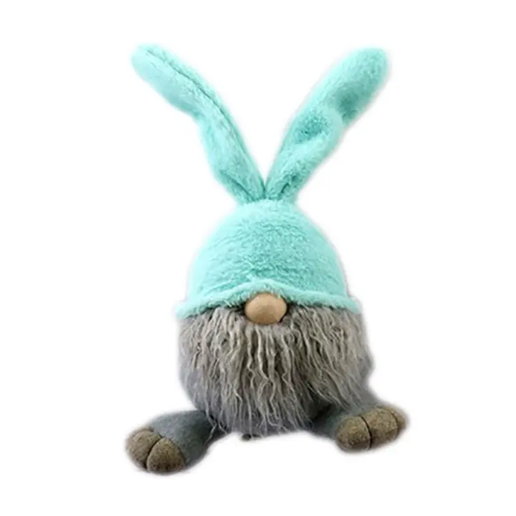 19" Blue and Gray Fabric Easter Standing Gnome Tabletop Sculpture