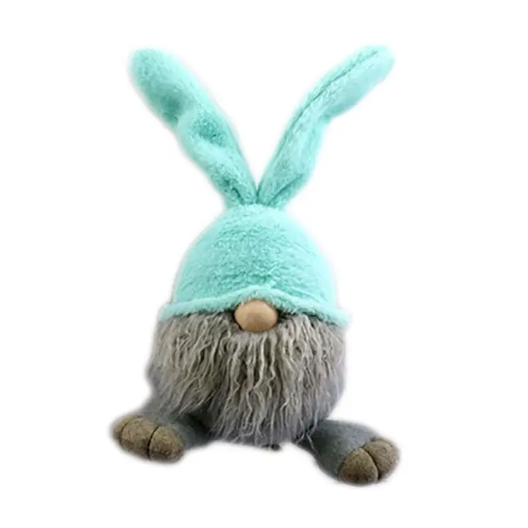 19" Blue and Gray Fabric Easter Standing Gnome Tabletop Sculpture