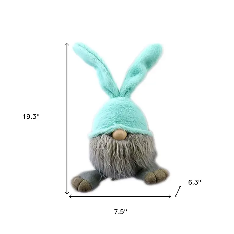 19" Blue and Gray Fabric Easter Standing Gnome Tabletop Sculpture