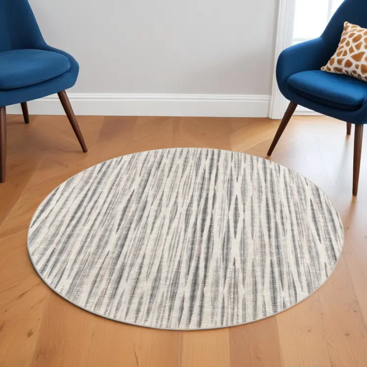 6' Ivory Round Ombre Tufted Handmade Area Rug