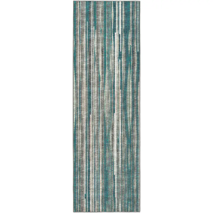 12' Blue and Ivory Ombre Hand Tufted Runner Rug
