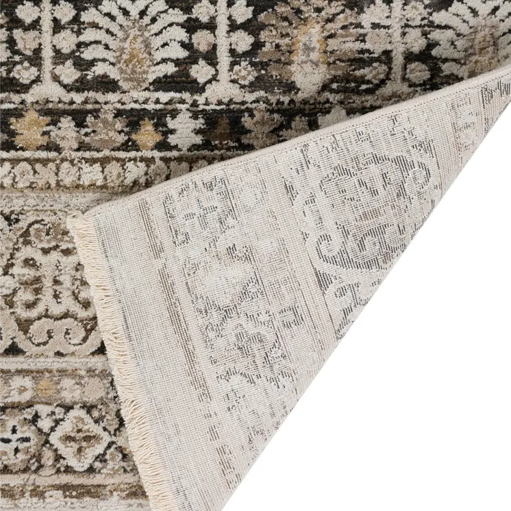 3' X 5' Brown Oriental Area Rug With Fringe