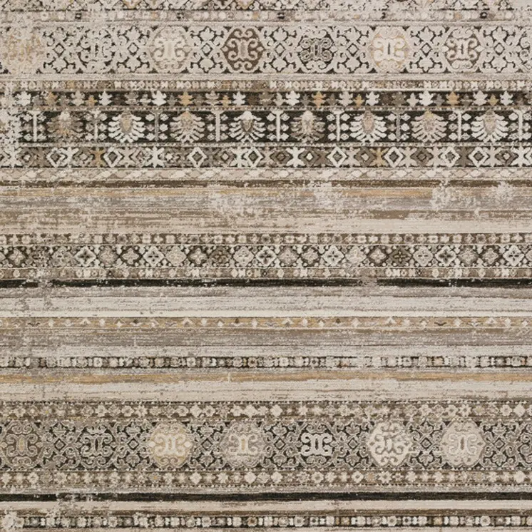 5' X 8' Brown Oriental Area Rug With Fringe