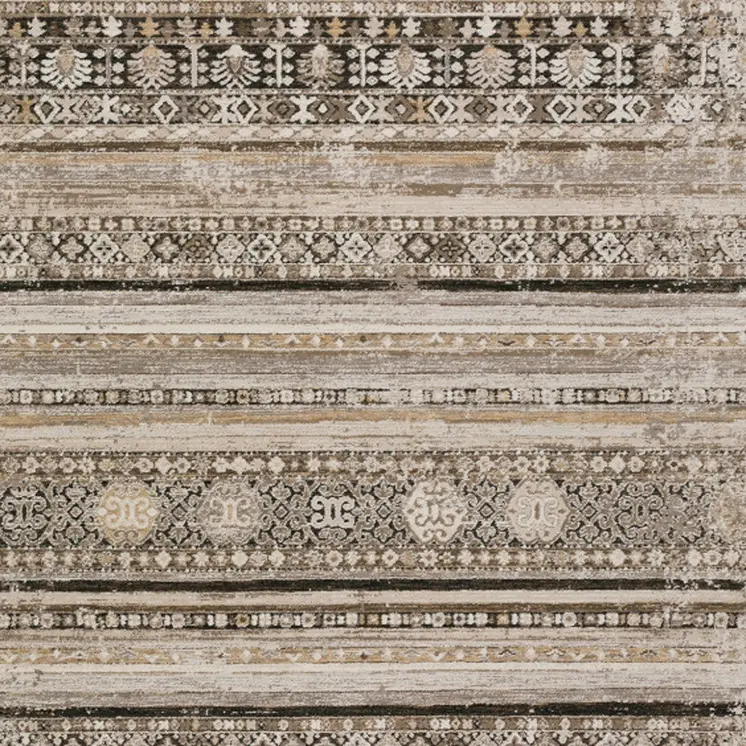 8' X 10' Brown Oriental Area Rug With Fringe