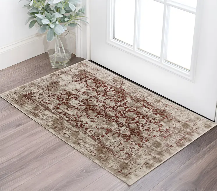 3' X 5' Red Oriental Area Rug With Fringe