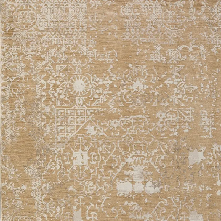 8' X 10' Beige Oriental Area Rug With Fringe