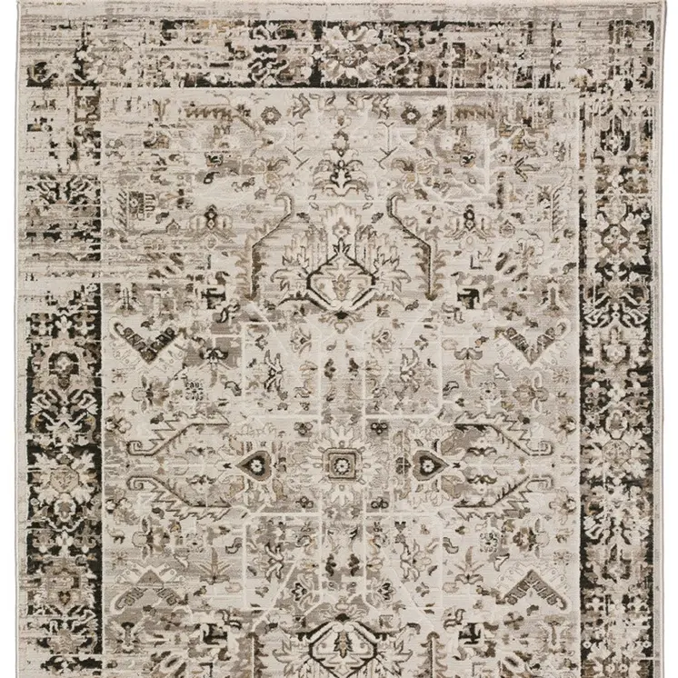 9' X 13' Gray Oriental Area Rug With Fringe