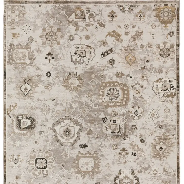 3' X 5' Gray Oriental Area Rug With Fringe