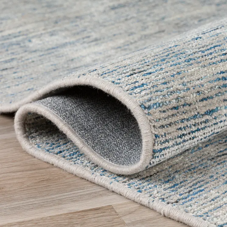 5' X 8' Blue Wool Hand Loomed Handmade Area Rug