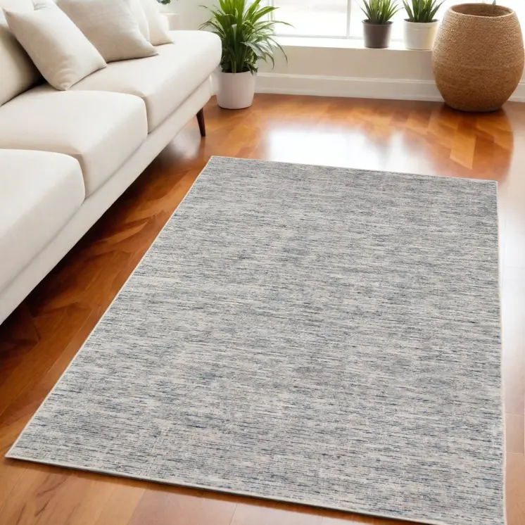 5' X 8' Blue Wool Hand Loomed Handmade Area Rug