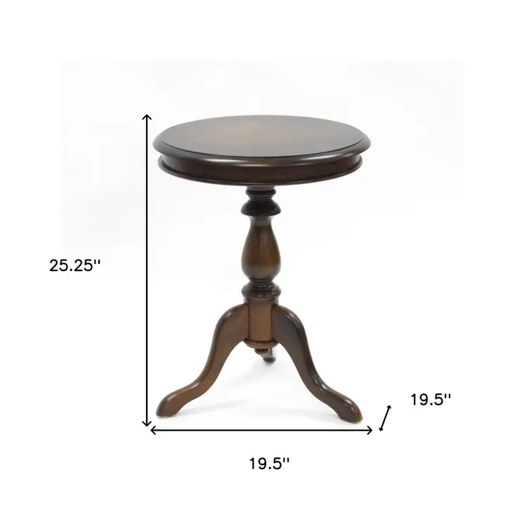 25" Dark Brown Manufactured Wood Round End Table