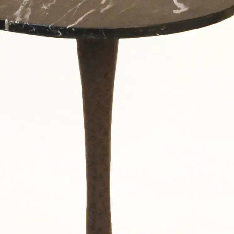 19" Black Marble Round End Table