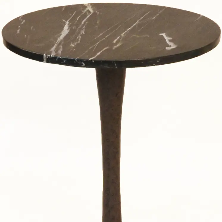 19" Black Marble Round End Table
