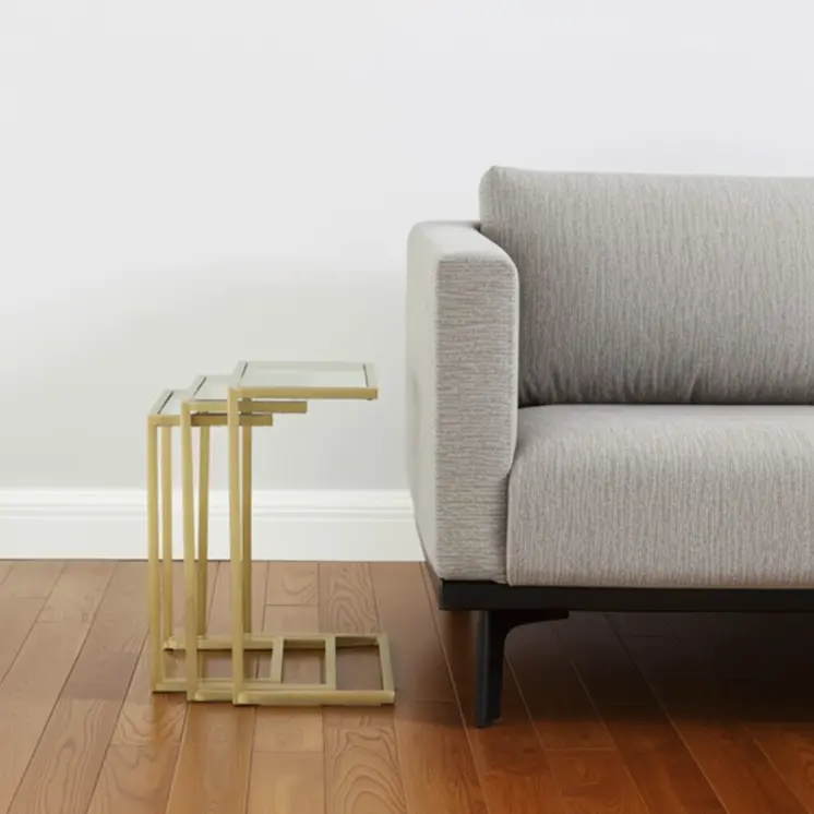 24" Gold Glass Rectangular End Table