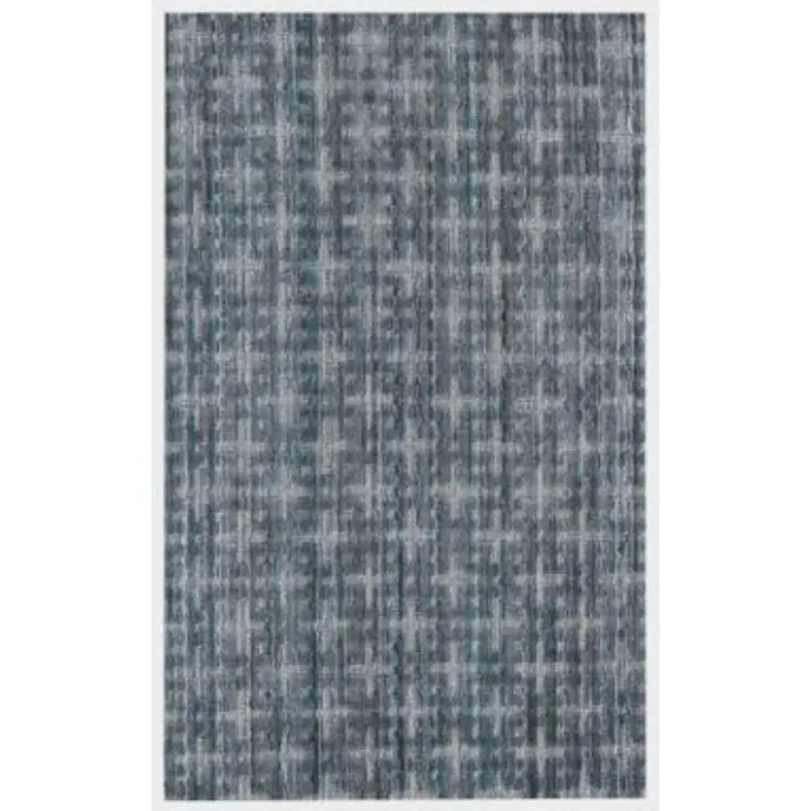 8' X 10' Blue And And Charcoal Hand Loomed Area Rug