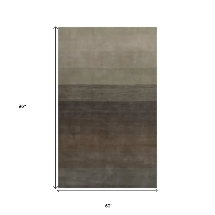 5' X 8' Expresso And Brown Ombre Hand Loomed Area Rug