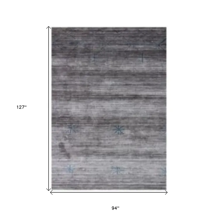 8' X 11' Silver And Blue Ombre Hand Loomed Area Rug