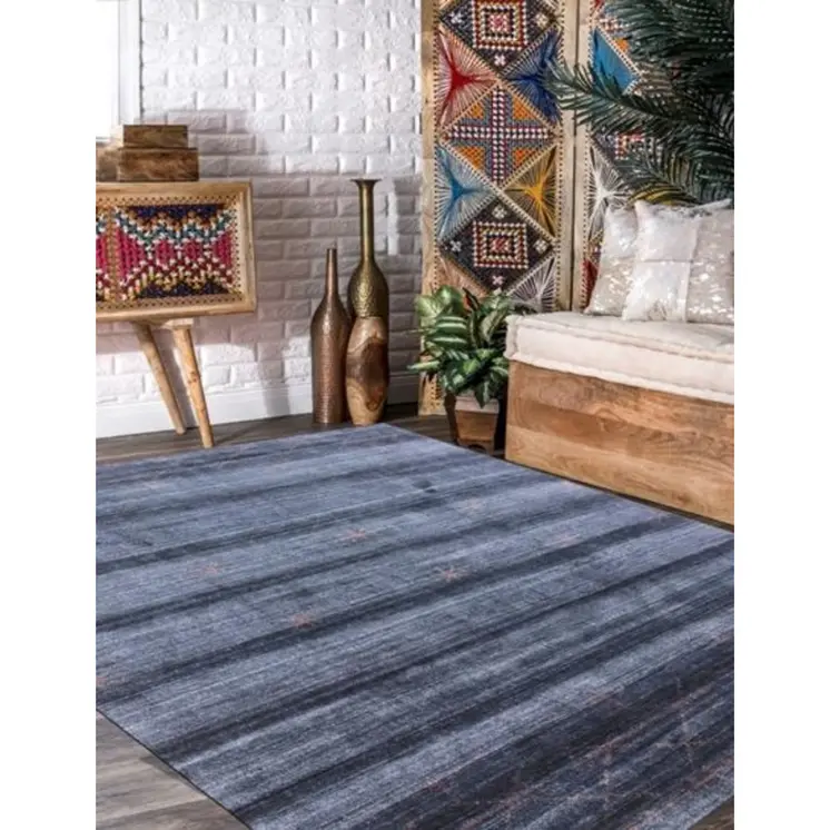 8' X 11' Navy And Rust Ombre Hand Loomed Area Rug