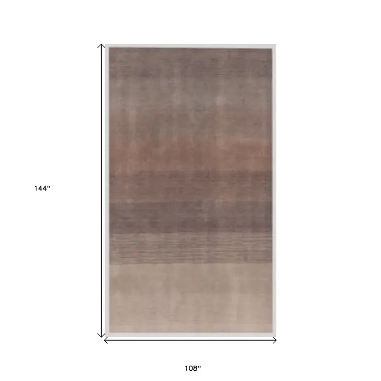 9' X 12' Violet Taupe And Brown Ombre Hand Loomed Area Rug